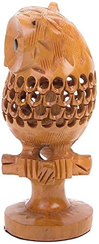 Wooden Handmade Pair of Wooden with Jali Work I Owl Set of 2 Showpiece II Good Luck Wishing Gift Ideal II Table Decor II Car Dashboard II Ullu Set for Home Decor I Lucky Charm - Image 2