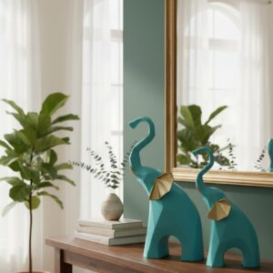 Cold Cast Resin Beautiful Statue for Home Decor & Office Decor II Living Room II Guest Room II Office Desk II Gift Items II Showpiece (Salami Elephant Pair) (5.5 Inches)