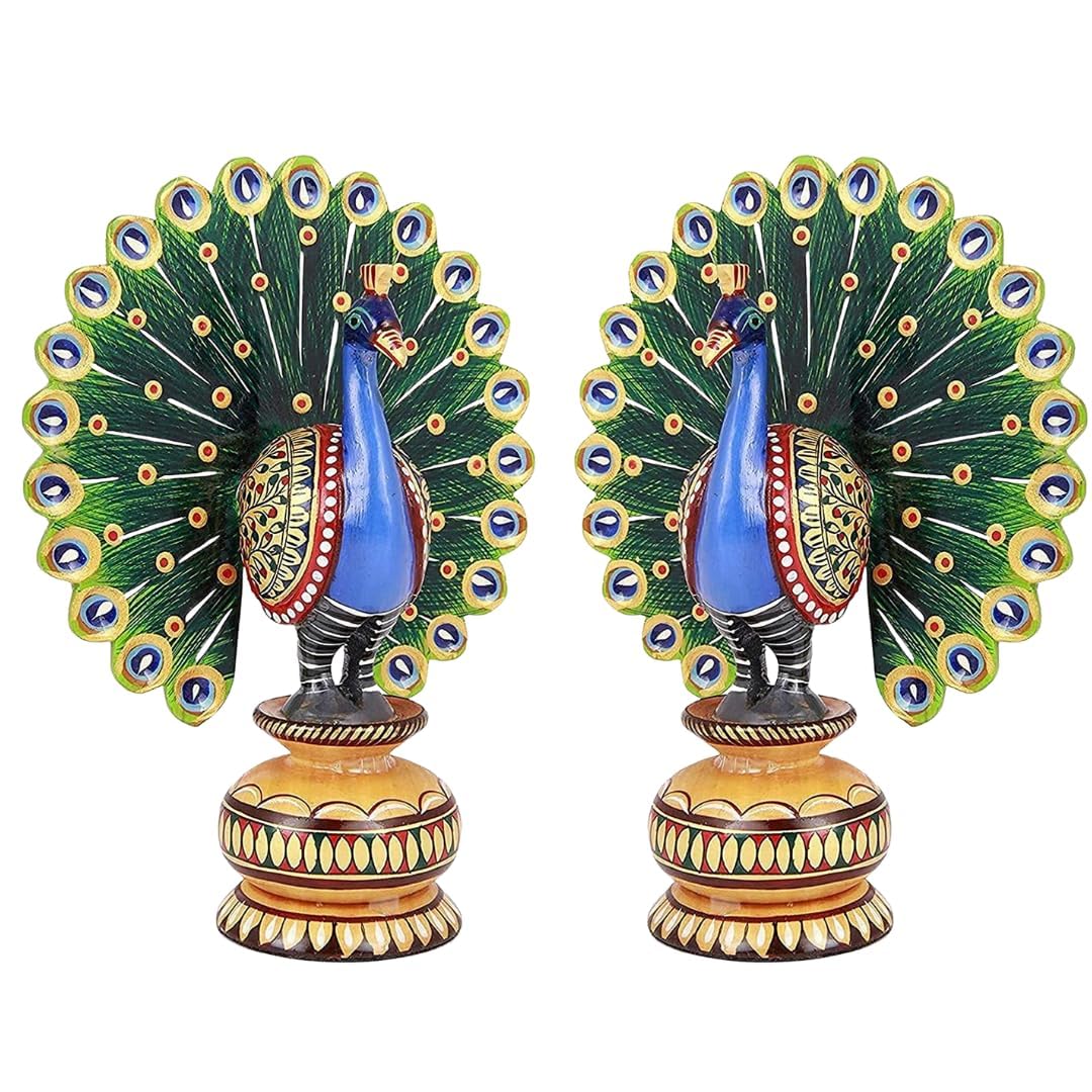 Wooden Dancing Peacock for Home & Office Decor ( Pack Of 2 ) - Image 2