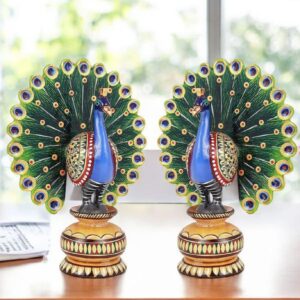 Wooden Dancing Peacock for Home & Office Decor ( Pack Of 2 )